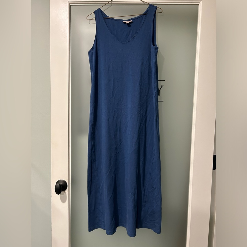 J. Jill Perfect Pima Blue V-Neck Sleeveless Maxi Dress Size Small